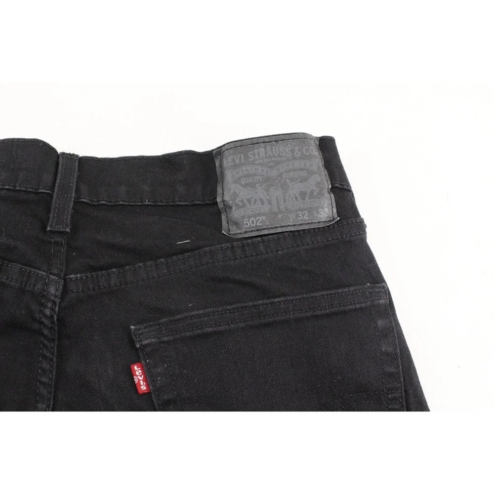Levi's 502 Jeans 32x30 (Tag 32x32) Regular Taper Black Dark Wash - Picture 4 of 13